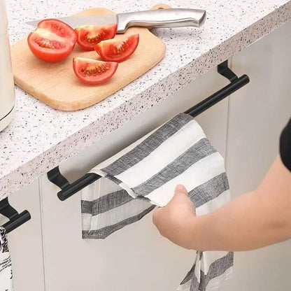 Towel Rod Steel Metal Wire over Cabinet Towel Rack Storage Organizer Bathroom Door Hanging Towel Rack Punch - Free Rag Hanger - Avero