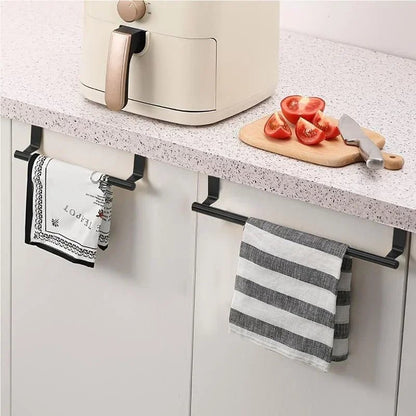 Towel Rod Steel Metal Wire over Cabinet Towel Rack Storage Organizer Bathroom Door Hanging Towel Rack Punch - Free Rag Hanger - Avero