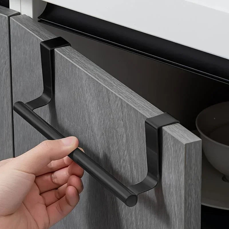 Towel Rod Steel Metal Wire over Cabinet Towel Rack Storage Organizer Bathroom Door Hanging Towel Rack Punch - Free Rag Hanger - Avero