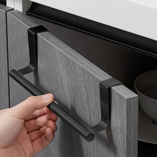 Towel Rod Steel Metal Wire over Cabinet Towel Rack Storage Organizer Bathroom Door Hanging Towel Rack Punch - Free Rag Hanger - Avero