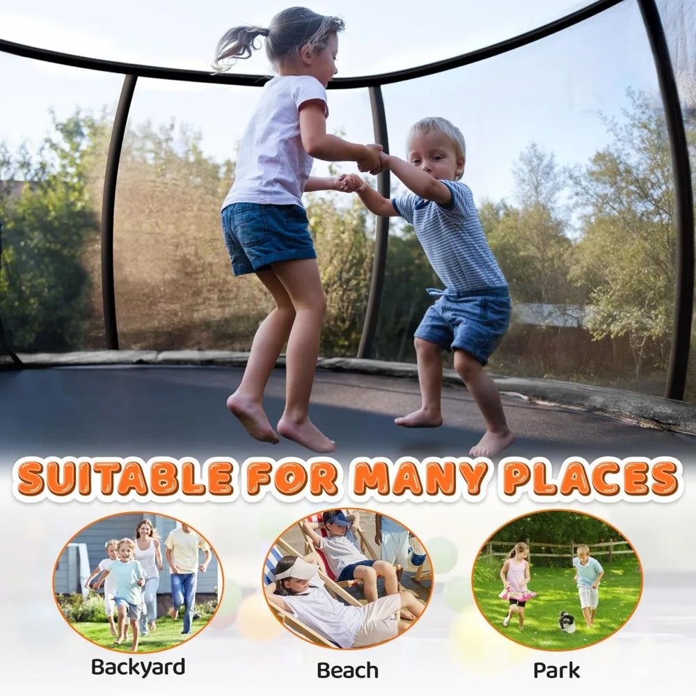 Trampoline 8FT 10FT 12FT 14FT 16FT, Recreational Trampolines with Enclosure Net and Ladder, Outdoor Anti - Rust Trampolines - Avero