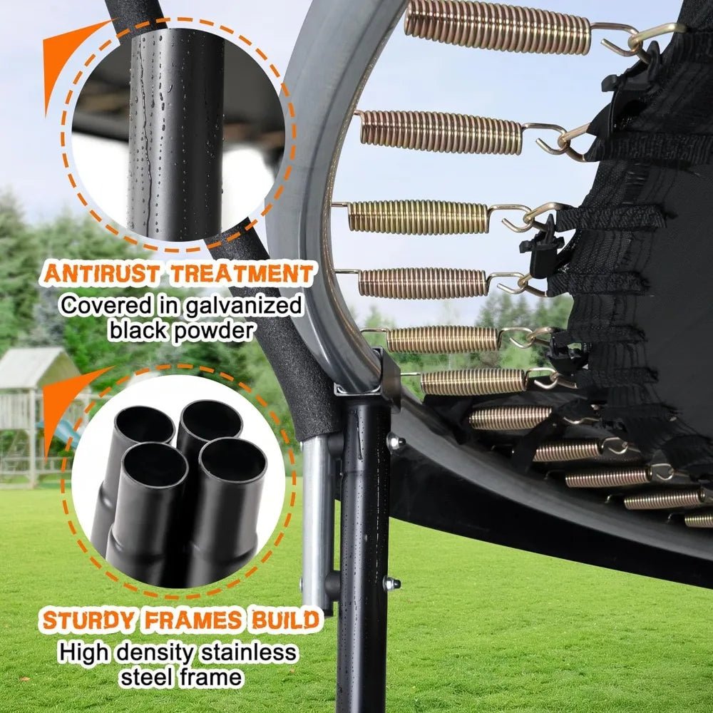 Trampoline 8FT 10FT 12FT 14FT 16FT, Recreational Trampolines with Enclosure Net and Ladder, Outdoor Anti - Rust Trampolines - Avero