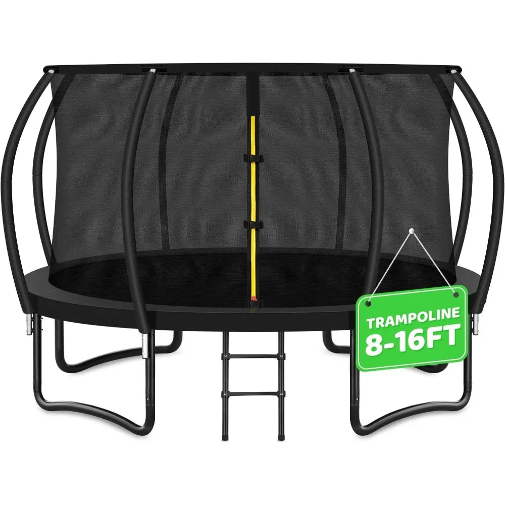 Trampoline 8FT 10FT 12FT 14FT 16FT, Recreational Trampolines with Enclosure Net and Ladder, Outdoor Anti - Rust Trampolines - Avero