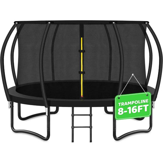 Trampoline 8FT 10FT 12FT 14FT 16FT, Recreational Trampolines with Enclosure Net and Ladder, Outdoor Anti - Rust Trampolines - Avero