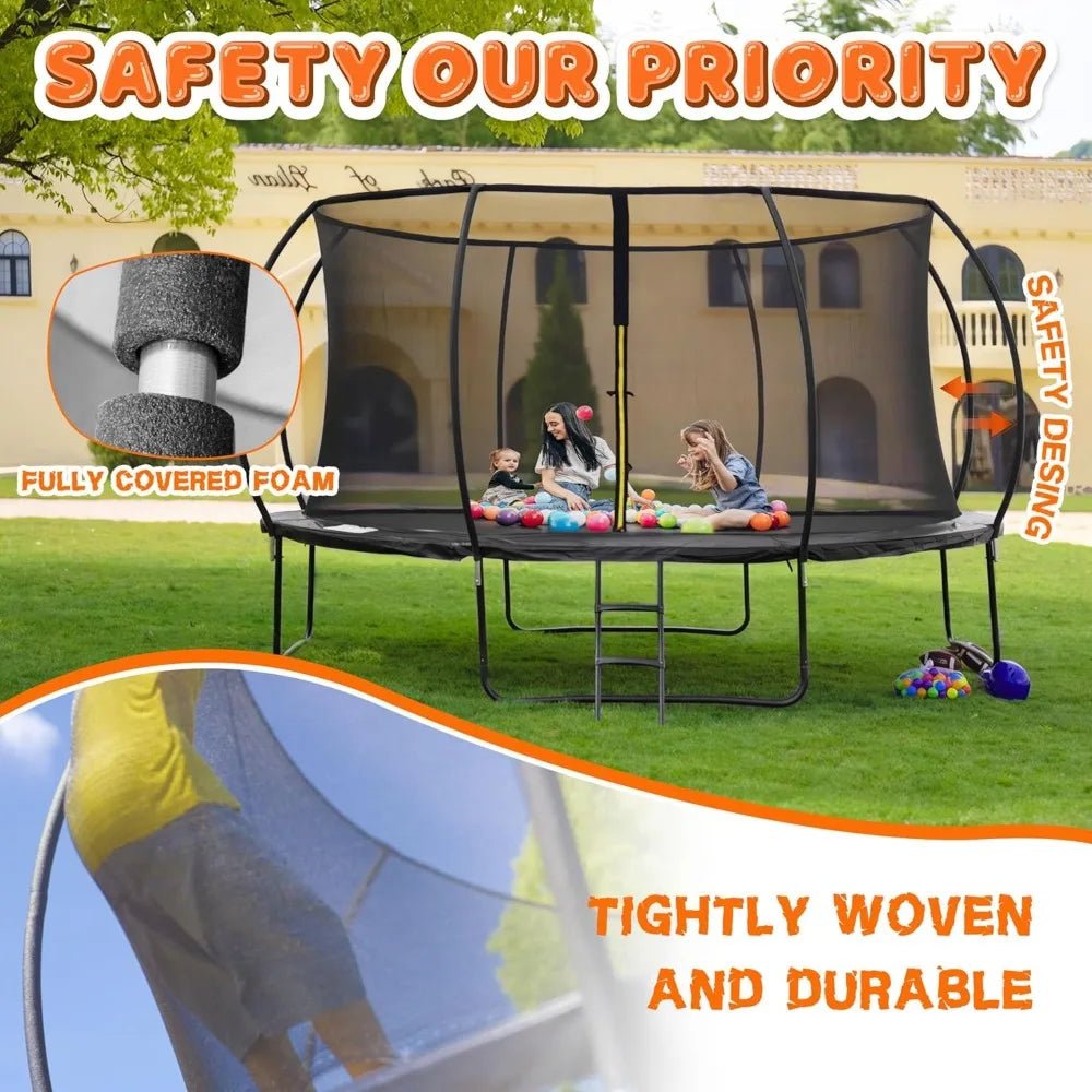 Trampoline 8FT 10FT 12FT 14FT 16FT, Recreational Trampolines with Enclosure Net and Ladder, Outdoor Anti - Rust Trampolines - Avero