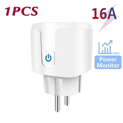 Tuya Smart Socket Outlet EU Plug 16A/20A With Power Monitor Timing Voice Control Wifi Smart Plug Works With Alexa Google Home - Avero