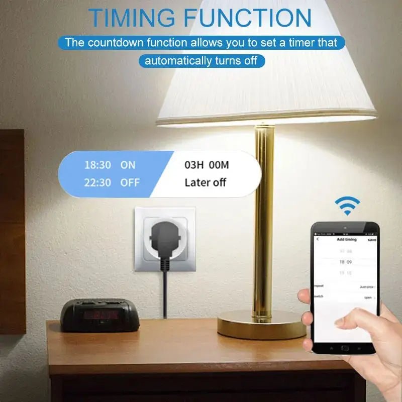 Tuya Smart Socket Outlet EU Plug 16A/20A With Power Monitor Timing Voice Control Wifi Smart Plug Works With Alexa Google Home - Avero