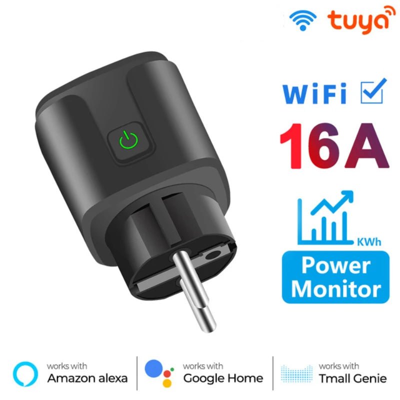 Tuya Smart Wifi Plug 20A Remote Control Smart Socket Outlet EU Power Monitor Timer Function Works with Alexa Google Home - Avero