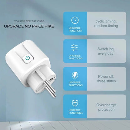 Tuya Smart Wifi Plug 20A Remote Control Smart Socket Outlet EU Power Monitor Timer Function Works with Alexa Google Home - Avero
