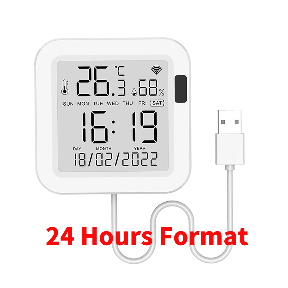 Tuya Temperature and Humidity Smart Sensor With Backlight for Smart Home var WiFi SmartLife Work with Alexa Google Assistant - Avero