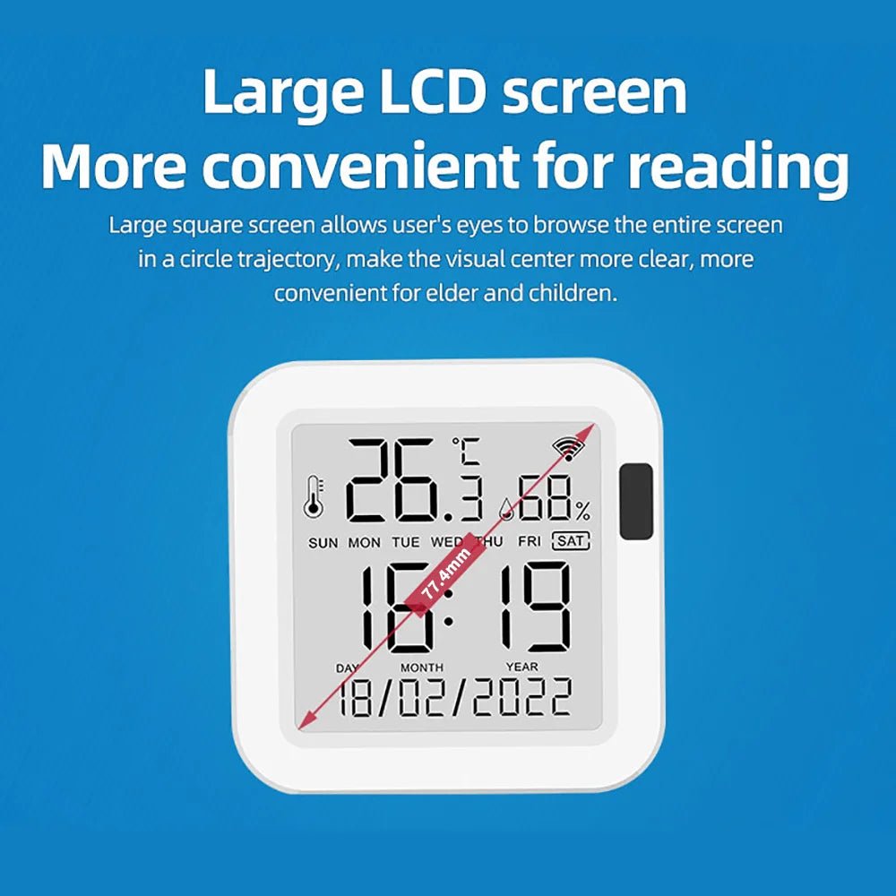 Tuya Temperature and Humidity Smart Sensor With Backlight for Smart Home var WiFi SmartLife Work with Alexa Google Assistant - Avero