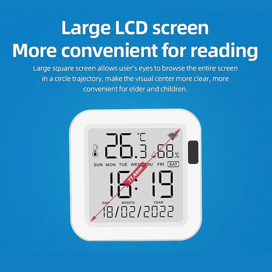 Tuya Temperature and Humidity Smart Sensor With Backlight for Smart Home var WiFi SmartLife Work with Alexa Google Assistant - Avero
