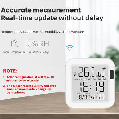 Tuya Temperature and Humidity Smart Sensor With Backlight for Smart Home var WiFi SmartLife Work with Alexa Google Assistant - Avero