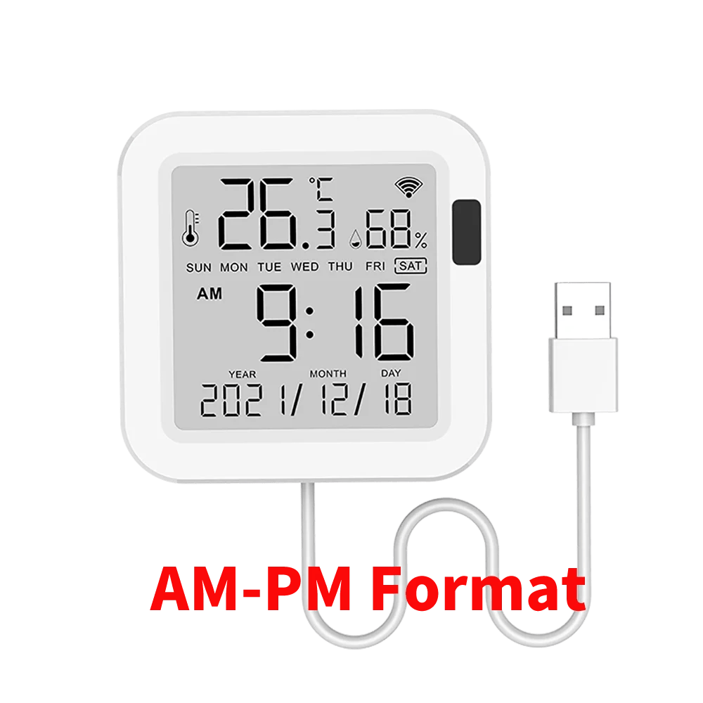 Tuya Temperature and Humidity Smart Sensor With Backlight for Smart Home var WiFi SmartLife Work with Alexa Google Assistant - Avero