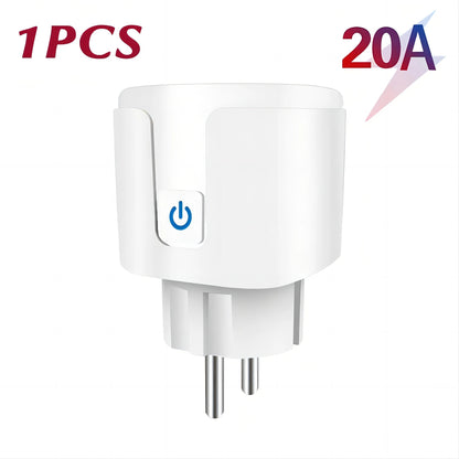 Tuya WiFi Smart Plug EU 20A Smart Socket Without Power Monitor Timing Voice Control Works Whit Alexa Google Home Alice - Avero
