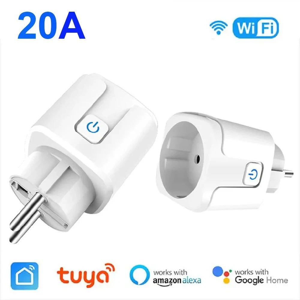 Tuya WiFi Smart Plug EU 20A Smart Socket Without Power Monitor Timing Voice Control Works Whit Alexa Google Home Alice - Avero