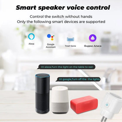 Tuya WiFi Smart Plug Socket EU 16/20A with Power Monitoring Timing Voice Control Works with Alexa Google Home Smart Life - Avero
