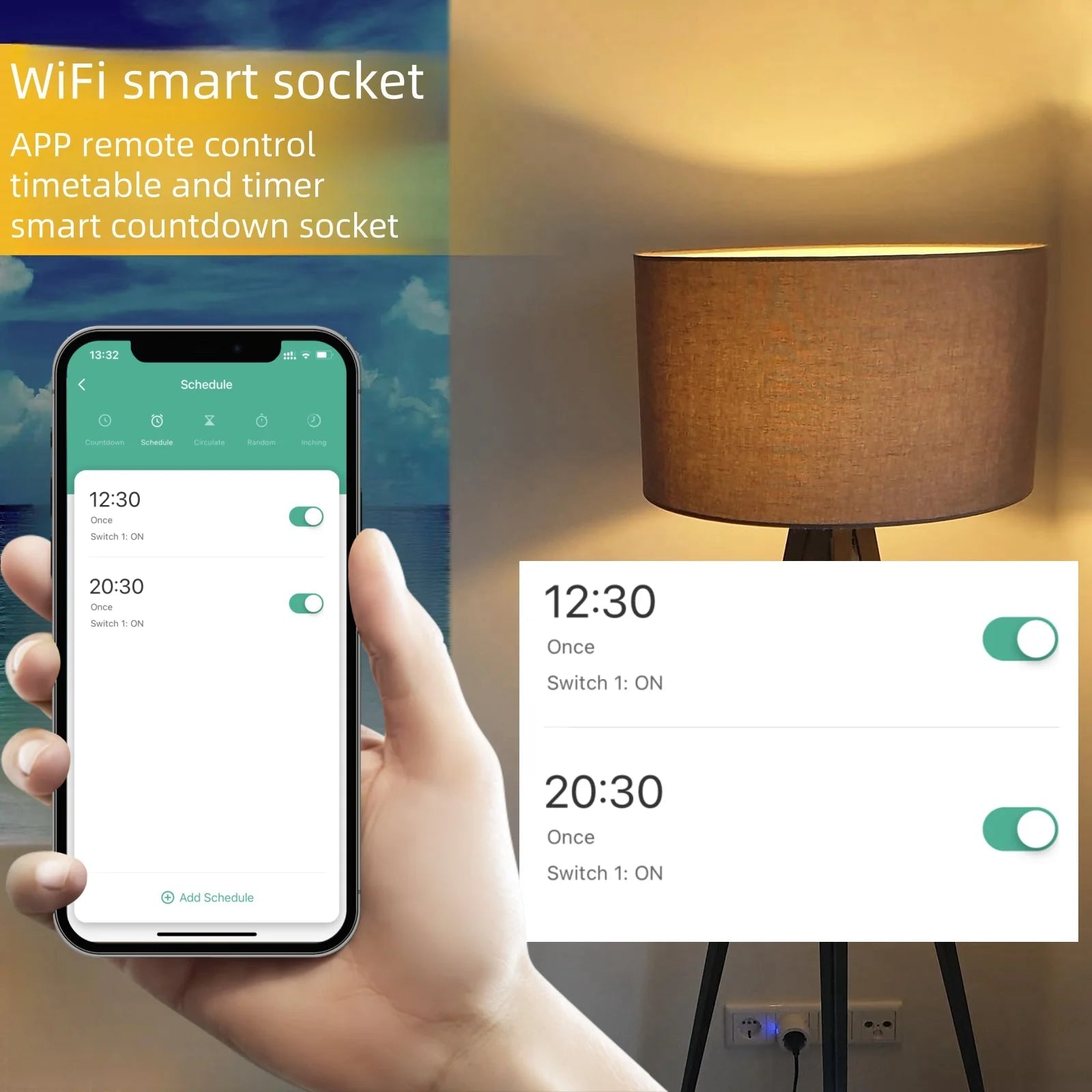 Tuya WiFi Smart Plug Socket EU 16/20A with Power Monitoring Timing Voice Control Works with Alexa Google Home Smart Life - Avero