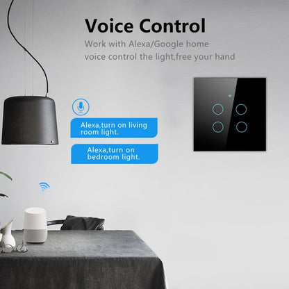 Tuya Wifi Smart Touch Light EU Switch Wireless Remote LED Light Switches No Neutral Wire Required 1 - 4 Gang Alexa Google Home - Avero