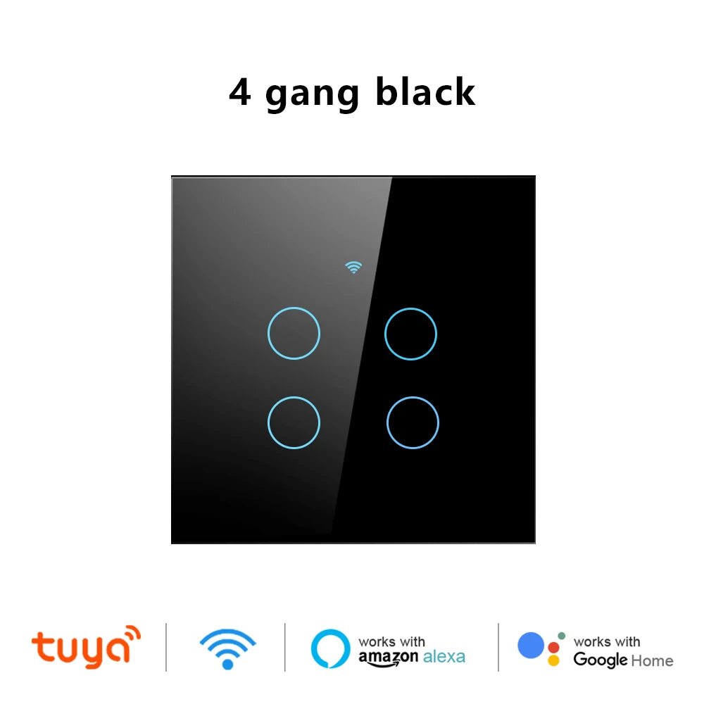 Tuya Wifi Smart Touch Light EU Switch Wireless Remote LED Light Switches No Neutral Wire Required 1 - 4 Gang Alexa Google Home - Avero