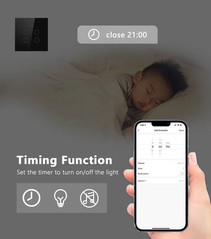 Tuya Wifi Smart Touch Light EU Switch Wireless Remote LED Light Switches No Neutral Wire Required 1 - 4 Gang Alexa Google Home - Avero