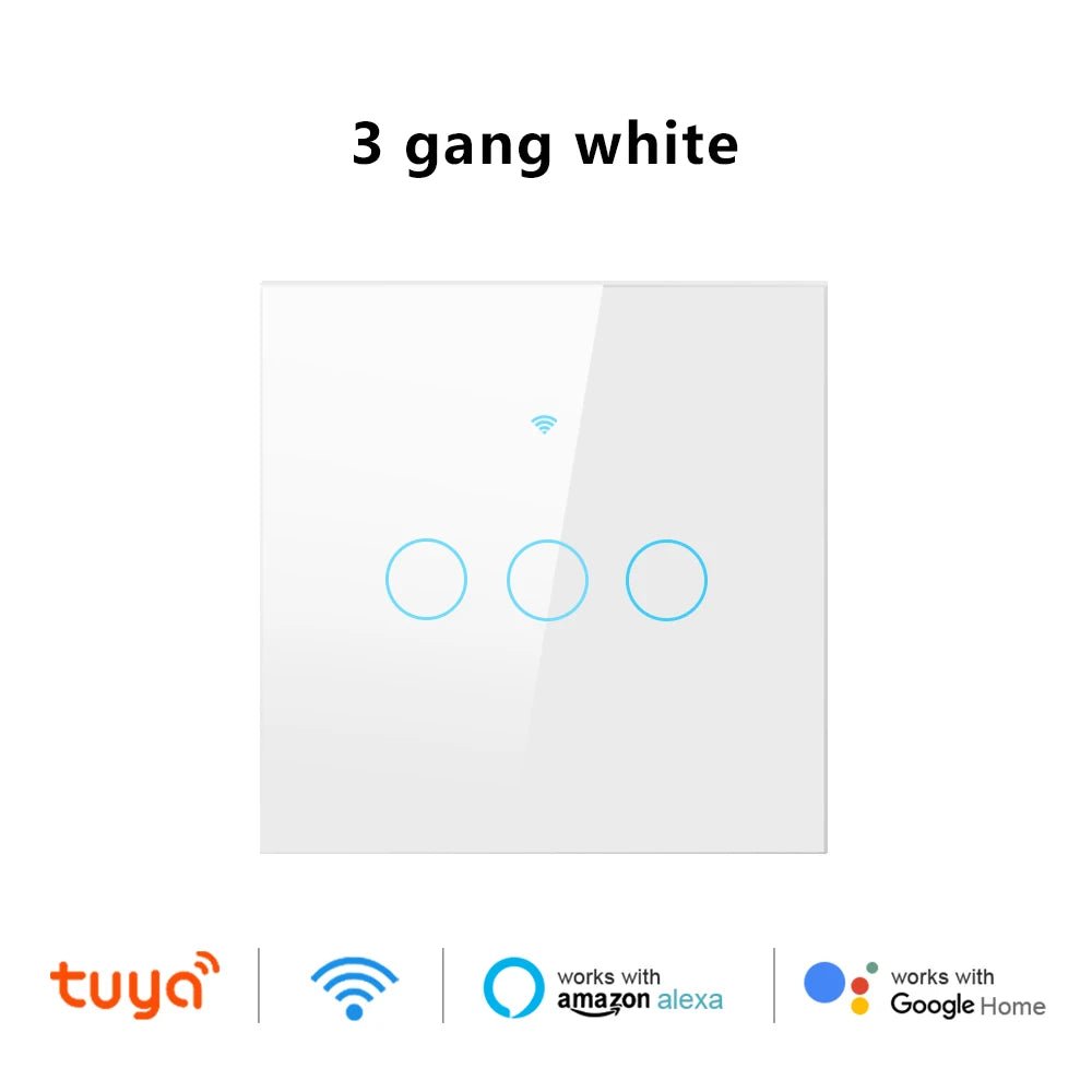 Tuya Wifi Smart Touch Light EU Switch Wireless Remote LED Light Switches No Neutral Wire Required 1 - 4 Gang Alexa Google Home - Avero
