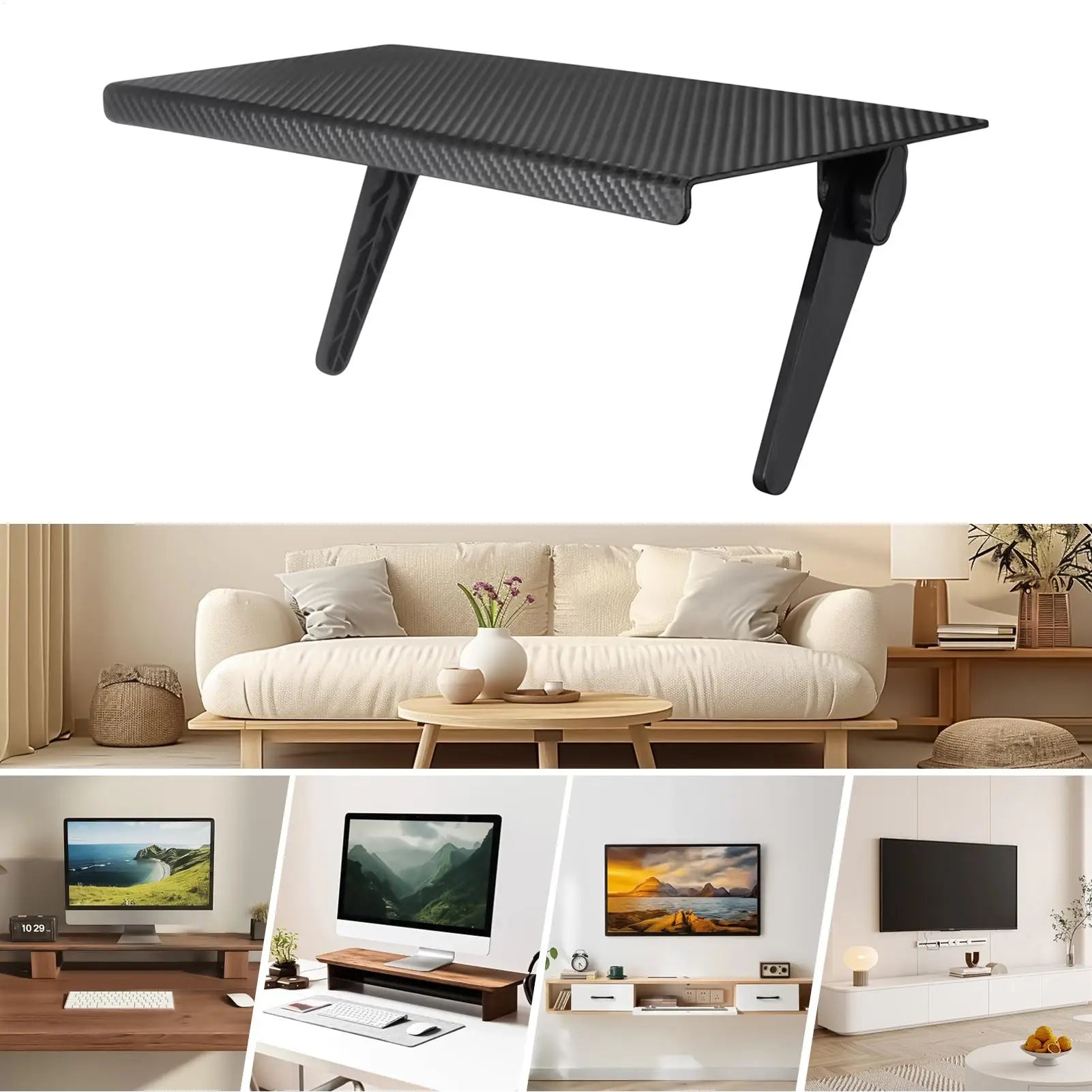 TV Shelf Top 13in Computer Monitor Shelf Adjustable Monitor Display For Laptop Electronics Media Console Box Soundbar Router - Avero