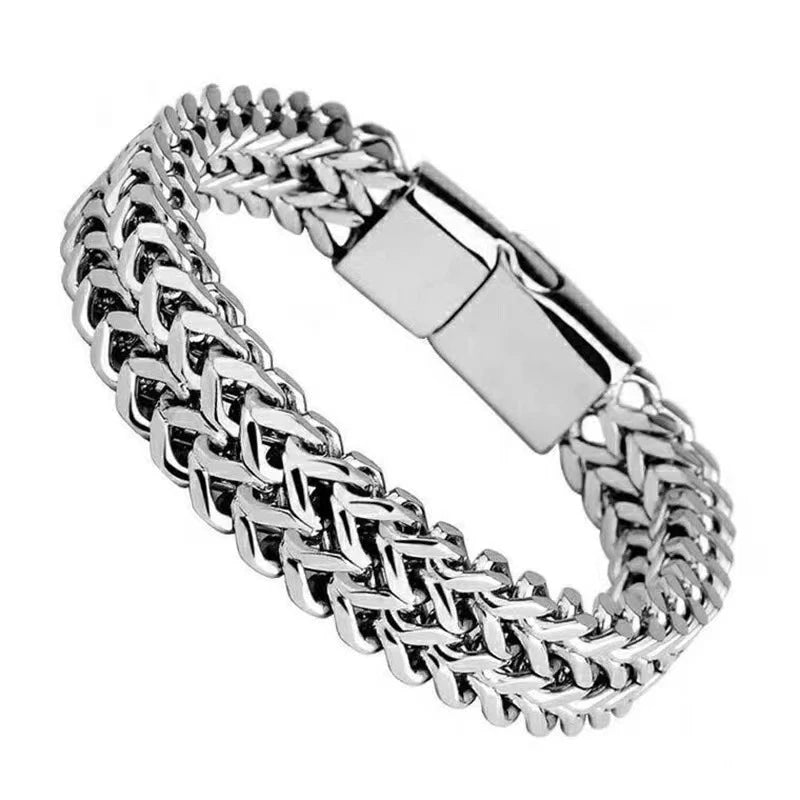 UILZ Explosive Hip Hop Exquisite Stainless Steel Cuban Chain Bracelet Front And Back Men's Simple Bully Punk Bracelet - Avero