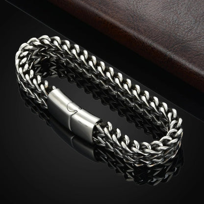 UILZ Explosive Hip Hop Exquisite Stainless Steel Cuban Chain Bracelet Front And Back Men's Simple Bully Punk Bracelet - Avero