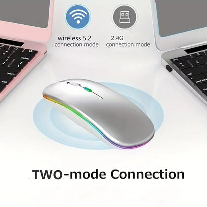 Ultra - Slim Wireless Rechargeable Mouse with LED Lighting, Dual Mode (BT & 2.4G), Compatible with iPad, Laptop, PC, Mac, Windows - Avero