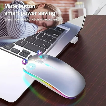Ultra - Slim Wireless Rechargeable Mouse with LED Lighting, Dual Mode (BT & 2.4G), Compatible with iPad, Laptop, PC, Mac, Windows - Avero