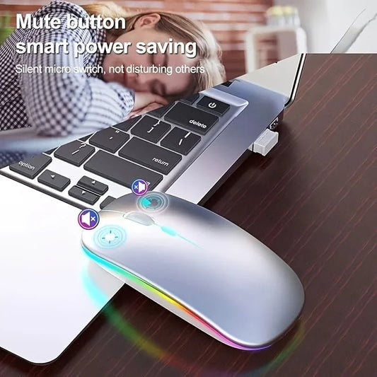 Ultra - Slim Wireless Rechargeable Mouse with LED Lighting, Dual Mode (BT & 2.4G), Compatible with iPad, Laptop, PC, Mac, Windows - Avero