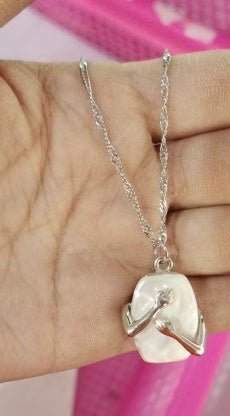 Unique Square Baroque Pearl Couple Pendant Necklace Valentines Day Lover Gift Party Jewelry - Avero