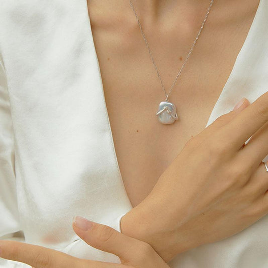 Unique Square Baroque Pearl Couple Pendant Necklace Valentines Day Lover Gift Party Jewelry - Avero