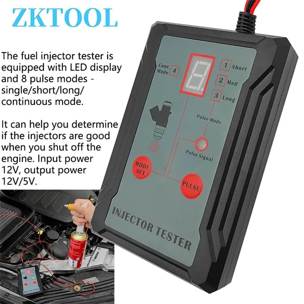 Upgraded Fuel Injector Tester & DIY Cleaning Tool - Test Two Injectors Simultaneously 8 Pulse Power Drive Mode - Avero