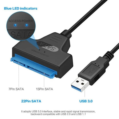 USB 3.0 TO SATA 2.5 Inch SSD HDD Hard Drive Adapter For Laptop Desktop Computer Sata to USB Hard Drive Expansion Adapter - Avero
