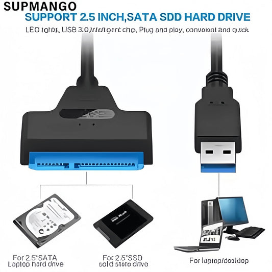 USB 3.0 to SATA III Adapter Cable - 6Gbps 2.5" HDD/SSD Converter with 22 - Pin Connector for Laptop/PC (Plug & Play) - Avero