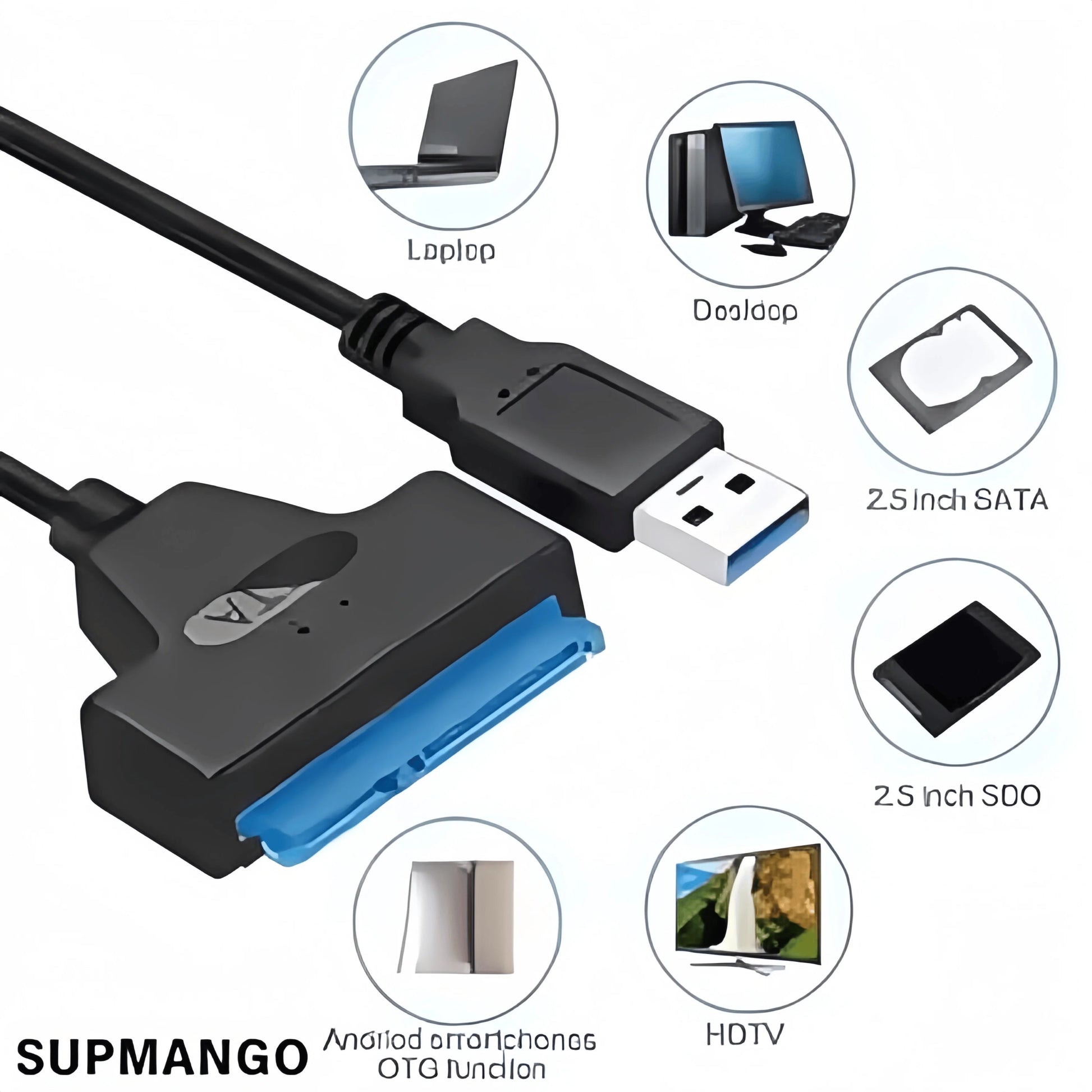 USB 3.0 to SATA III Adapter Cable - 6Gbps 2.5" HDD/SSD Converter with 22 - Pin Connector for Laptop/PC (Plug & Play) - Avero