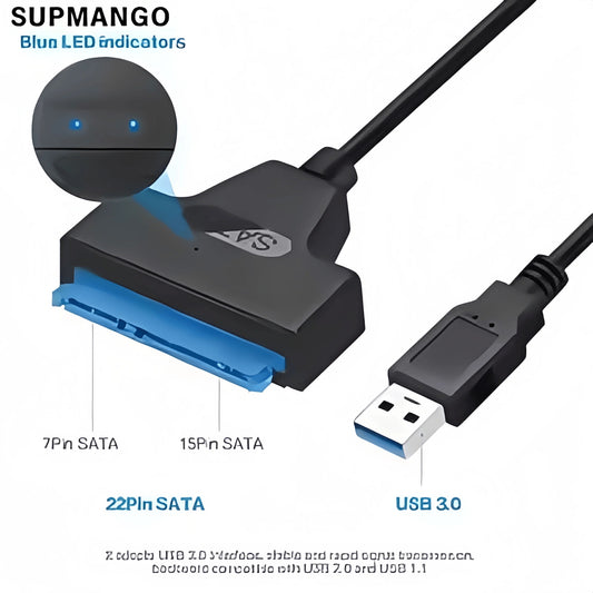 USB 3.0 to SATA III Adapter Cable - 6Gbps 2.5" HDD/SSD Converter with 22 - Pin Connector for Laptop/PC (Plug & Play) - Avero