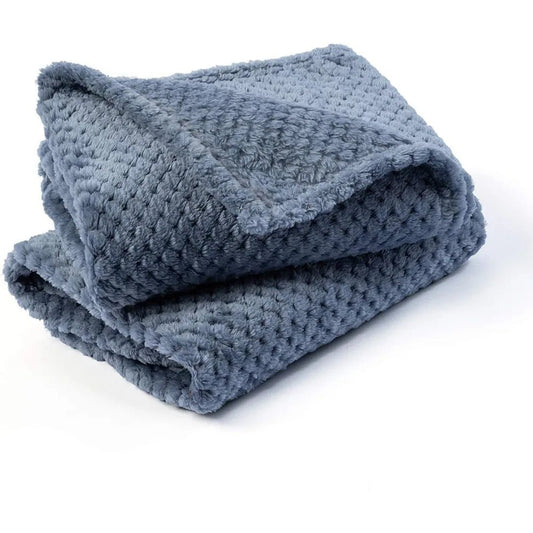 Warm Soft Fuzzy Dog or Cat Blanket, Plush Fleece Throws for Puppy, Kitten, Bed, Couch, Sofa, Travel (S/24" x 32", Blue) - Avero