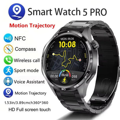 Watch 5 PRO Smart Watch Men Watch 5 AMOLED HD Screen Bluetooth Call GPS Trajectory NFC Heart Rate Compass Smartwatches 2024 New - Avero