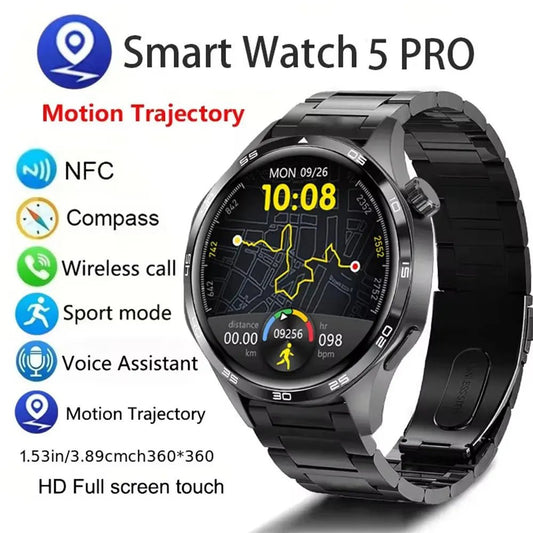 Watch 5 PRO Smart Watch Men Watch 5 AMOLED HD Screen Bluetooth Call GPS Trajectory NFC Heart Rate Compass Smartwatches 2024 New - Avero