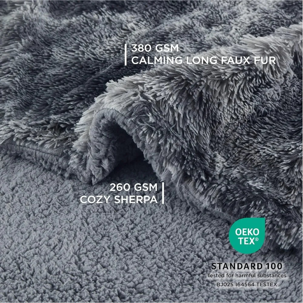 Waterproof Dog Blankets for Large Dogs - Cat Blanket for Couch Protector Washable Long Faux Fur,Calming Soft Reversible Throw F - Avero