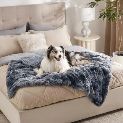 Waterproof Dog Blankets for Large Dogs - Cat Blanket for Couch Protector Washable Long Faux Fur,Calming Soft Reversible Throw F - Avero