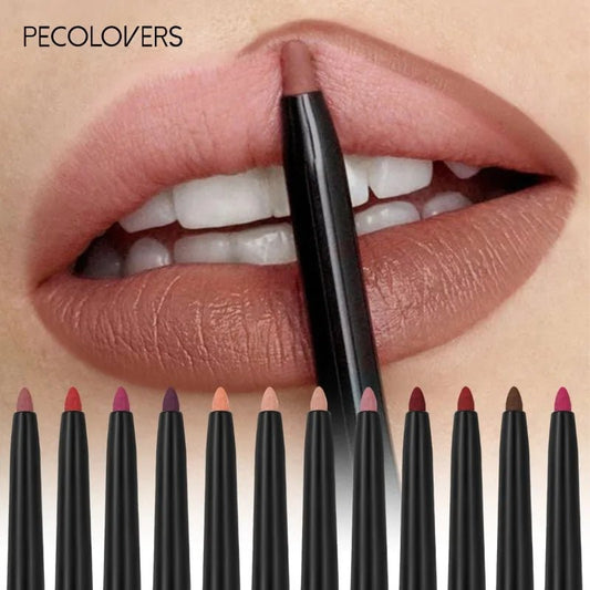 Waterproof Matte Lipliner Pencil Red Contour Tint Lipstick Long Lasting Non - stick Cup Moisturising Lips Makeup 12 Colors - Avero