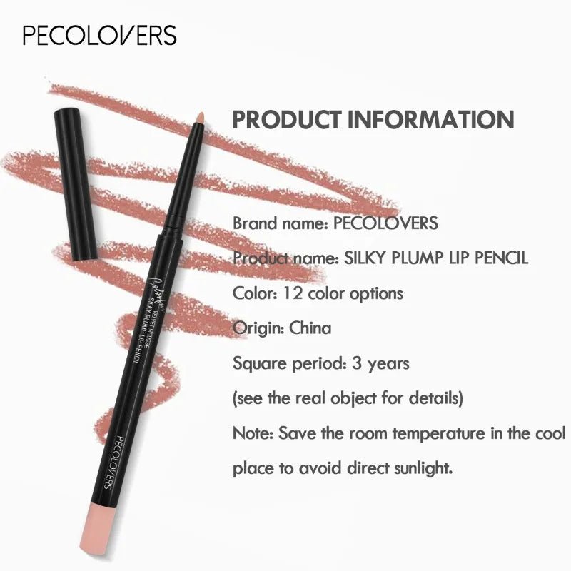 Waterproof Matte Lipliner Pencil Red Contour Tint Lipstick Long Lasting Non - stick Cup Moisturising Lips Makeup 12 Colors - Avero