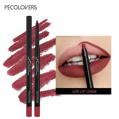 Waterproof Matte Lipliner Pencil Red Contour Tint Lipstick Long Lasting Non - stick Cup Moisturising Lips Makeup 12 Colors - Avero