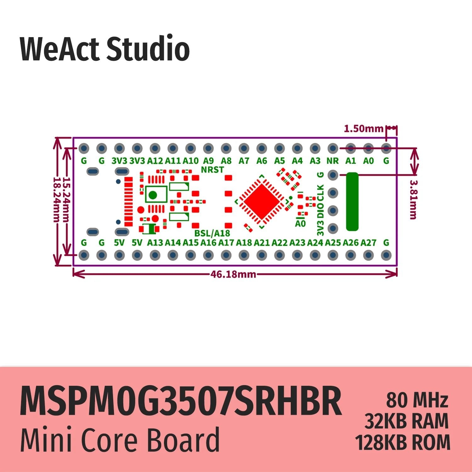 WeAct MSPM0G3507 MSPM0G3507SRHBR MSPM0 G3507 Core Board Demo Board 128KB Flash 32KB SRAM - Avero