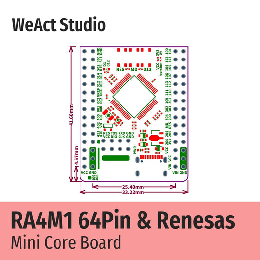 WeAct RA4M1 Renesas R7FA4M1AB3CFMAA0 R7FA4M1 R7FA4M1AB3CFM Core Board Demo Board - Avero