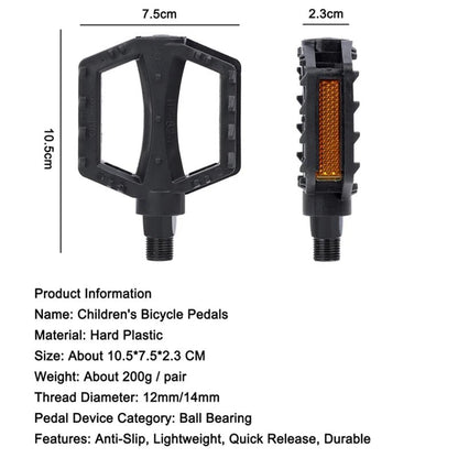 WEST BIKING Kids Bicycle Pedals Ultralight Anti - Slip ABS Safety Warning Reflective Children Cycling 9/16 1/2 Kids Bike Pedals - Avero